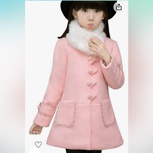 AnKoee Big Girls’ Princess Outerwear with Faux Fur Girl Winter Coat Jacket
